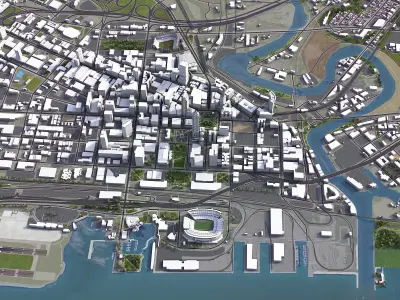 Cleveland - 3D City Model Low-poly 3D model