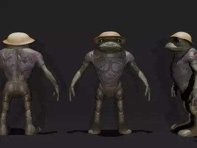 frogman jungle explorer version 8k rigged and textured Low-poly 3D model