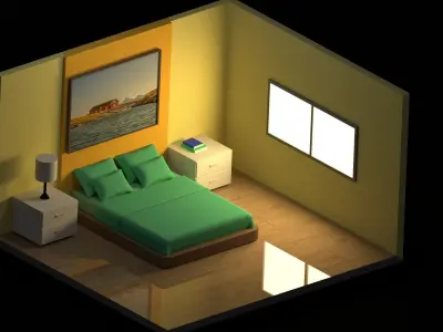 isometric room 3D model buy