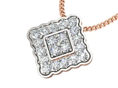 5 Square Light wt Diamond Charms Pendant 3dm stl render Detail  3D Model Pack