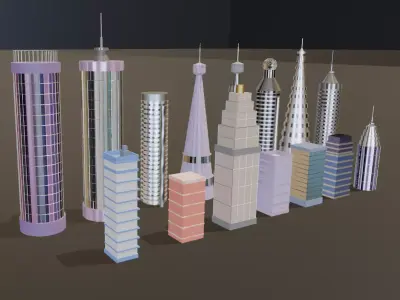 Skyscraper Building Pack  Low Poly Game Ready  City Assets Low-poly 3D model