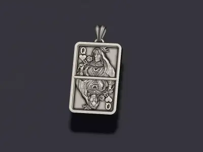 Heart queen playing card pendant light 3D print model