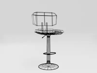 club bar stool - white fabric Low-poly 3D model