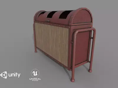 Dumpster PBR model metal bookcase with wooden top Low-poly 3D model