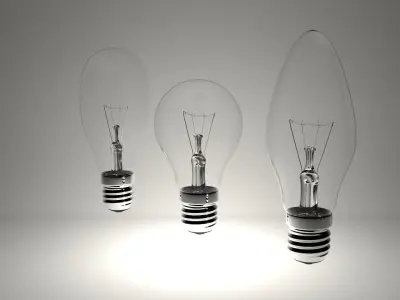 Bulbs three light in row 3D model