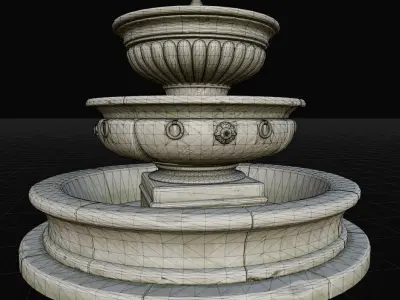 Stone fountain Low-poly 3D model