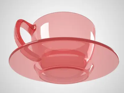 Coffee Cup Clear Glass Light Red Color 3D model