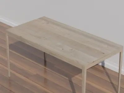 wooden desk code WAL 44 light brown OAK wood texture 3D model