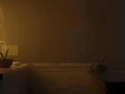 Kitchen model with light Free 3D model