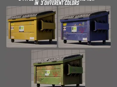 Trash Container Low-poly 3D model purchase