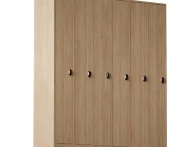 Wooden locker for changing room with electronic lock 3D model