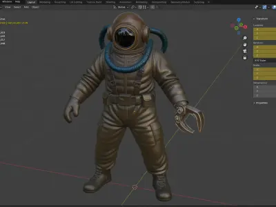 Sci-fi Character Model Vexon - Blender-STL-FBX-A Pose 3D model