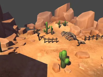 Fantasy Desert Low-poly 3D model