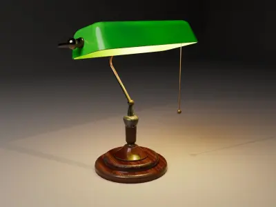 Vintage Banker Lamp Low-poly 3D model