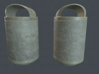 Street Round Concrete Trash Bin PBR Game Ready Low-poly 3D model