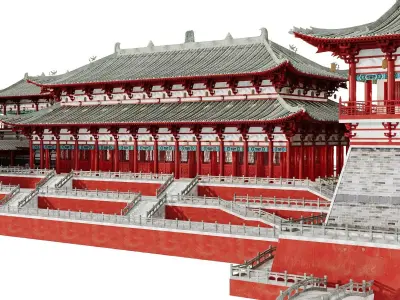 Ancient Japan Imperial Palace Front Court 3D model