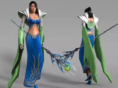 Fantasy Sorceress Low-poly 3D model
