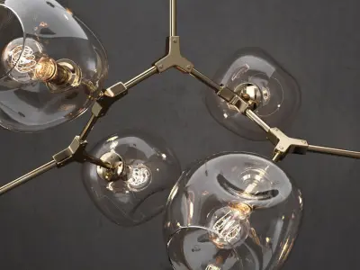 Branching bubble 6 lamps 2 Clear Gold 3D model
