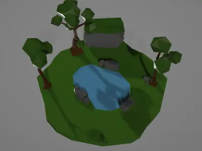 Simple Spring Lake Low-poly 3D model