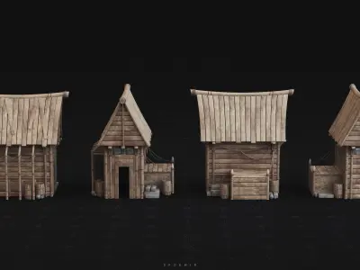 Medieval Building 3D Model - PBR Textures Low-poly 3D model