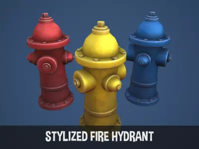 Stylized Fire Hydrant Low-poly 3D model