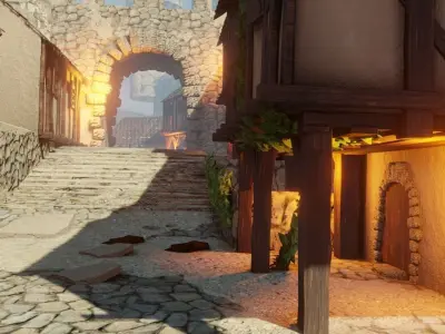 medieval town AOE style Low-poly 3D model