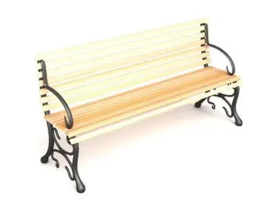 Wooden Park Bench 3D model