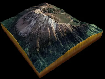 Mount Meru 3d terrain Low-poly 3D model