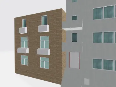 Triple house 3D model Free low-poly 3D model