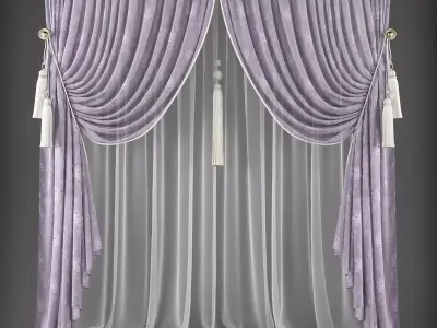 Curtains curtain Low-poly 3D model 2
