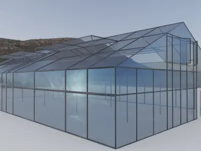 Hydroponic Greenhouse Low-poly 3D model