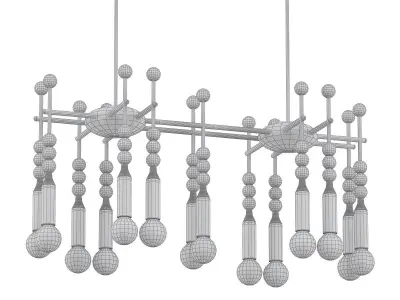 TALISMAN modern chandelier with beads and metal rods 3D model