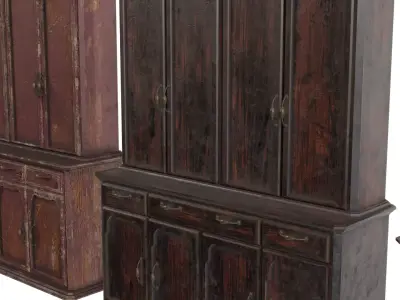Wooden Cabinet Low-poly 3D model