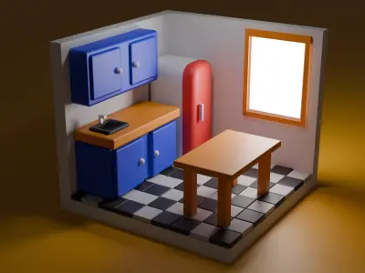 stylized kitchen Free 3D model