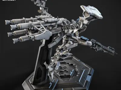 White Sparkle Mech 100mm 3D print model