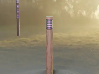 Light Column made of wood 16 - Low-Poly Street-Light Set-9 Low-poly 3D model