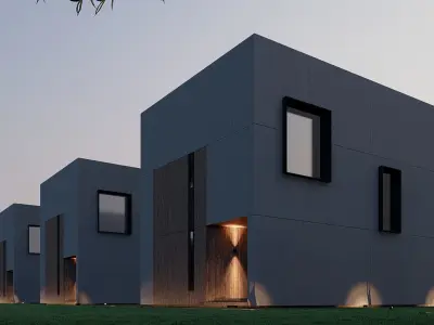  modular house in brutalism style 3D model