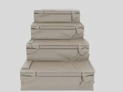 Fantasy Stone Dungeon Stair Block for 3D print Low-poly 3D model