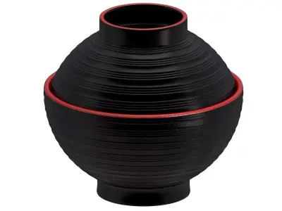 Black Classic Traditional Lidded Japanese Miso Soup Bowl 3D model