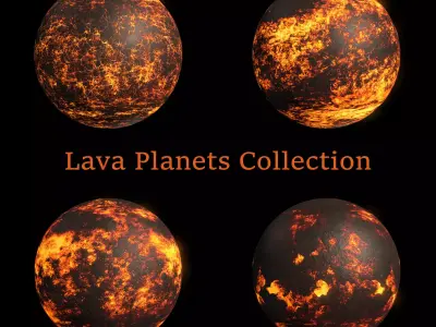 Lava Planets Collection - 8k PBR 3D Model Pack