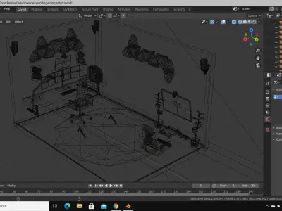 Full Gaming setup Low-poly 3D model