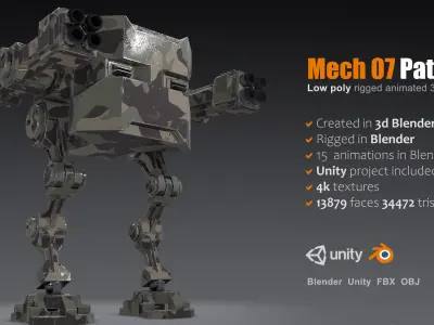 Mech 07 - Patriot Low-poly 3D model