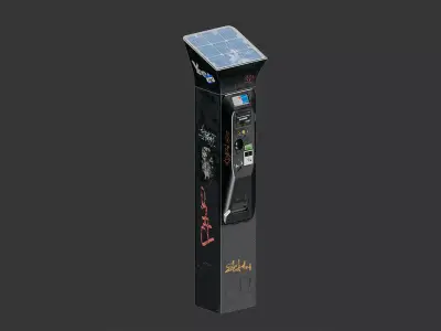 Parking meter with solar panel and display Low-poly 3D model