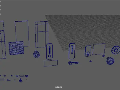 Basic interior house modular pack Low-poly 3D model