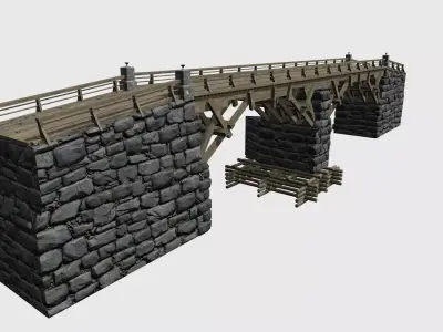 Old Wooden Bridge Low-poly 3D model