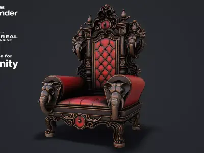 Fantasy Throne 2 game ready 3d model Low-poly 3D model