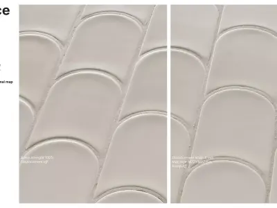 Elongated Crescent Tile in Vertical Offset Layout Texture