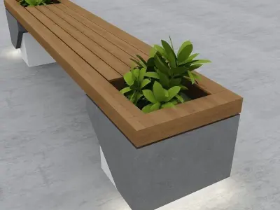 Modern Bench Street and Garden 7 3D model