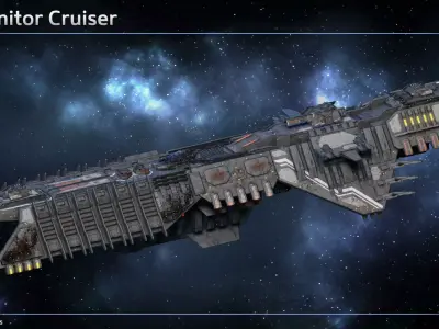 Spaceship Progenitor Cruiser Low-poly 3D model