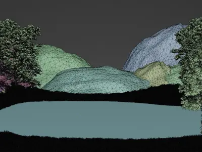 3d realistic fantasy landscape scene  3D model